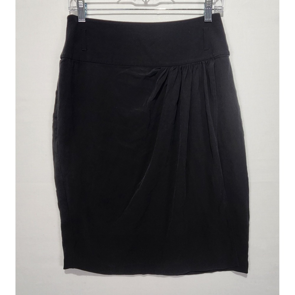 Eileen Fisher‎ Silk Skirt Womens Small Black Pleated Pullon Career Business Work